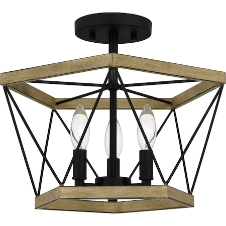 Quoizel Semi-Flush Mount Semi Flush 3 Lights Whitewashed Walnut QSF5595WA